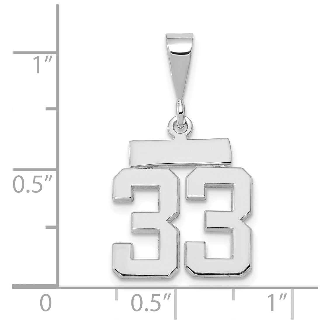14K White Gold Small Polished Number 33 Charm