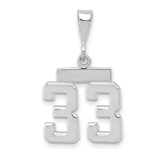 14K White Gold Small Polished Number 33 Charm