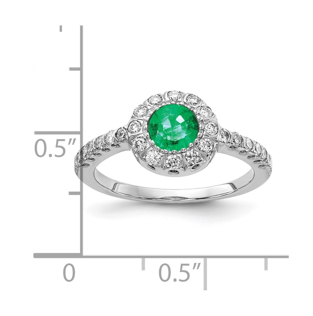 14k White Gold 5mm Emerald VS Diamond ring – Elegant Jewelry Gift for Birthday, Anniversary, Engagement, Wedding