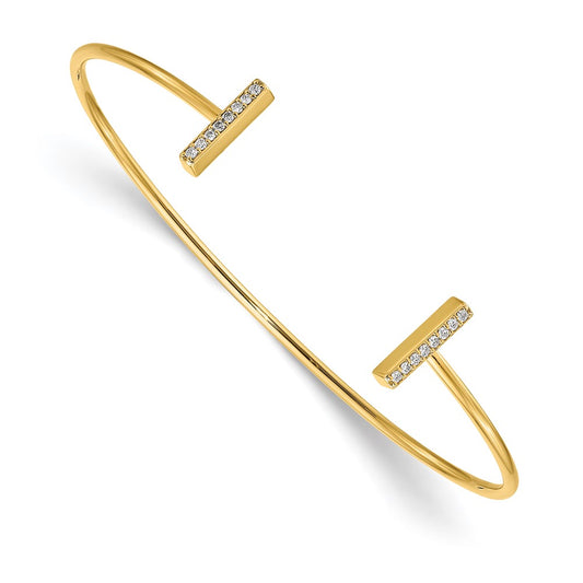 14K Yellow Gold A Diamond Bar Bangle