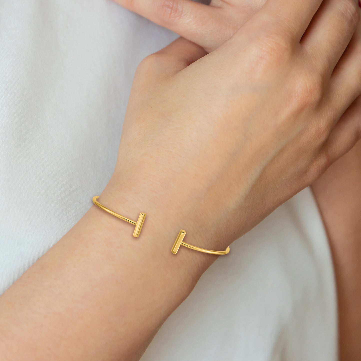 14K Yellow Gold Flexible Bar Bangle