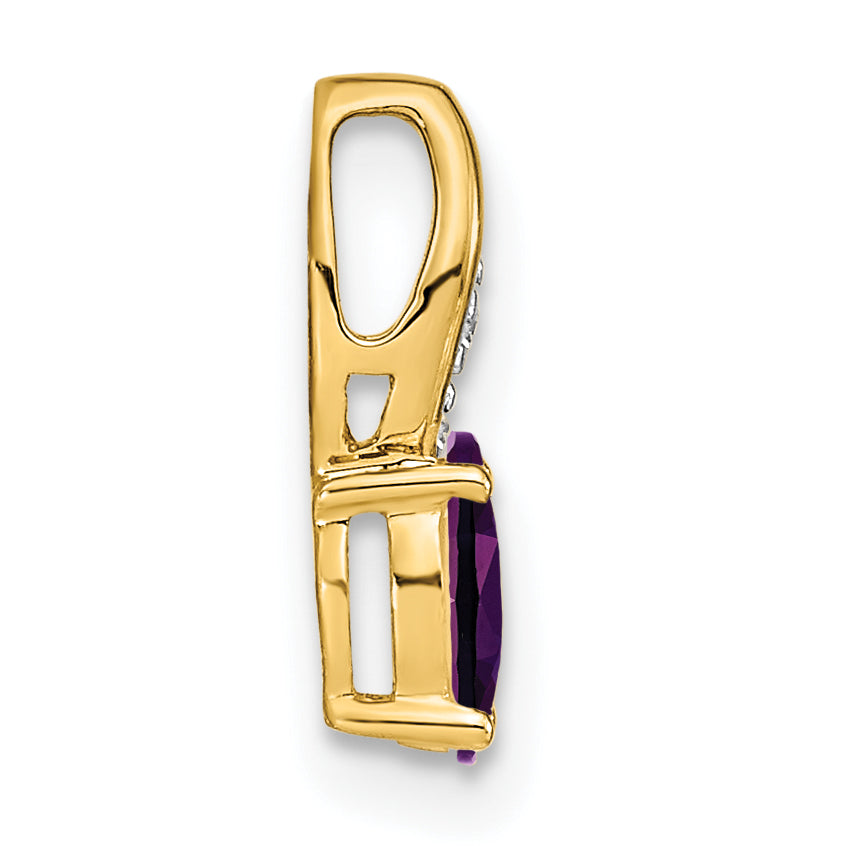 14K Yellow Gold Amethyst and Diamond Pendant