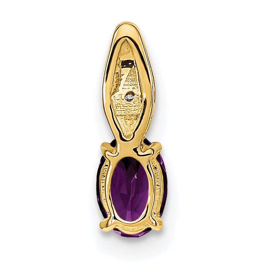 14K Yellow Gold Amethyst and Diamond Pendant