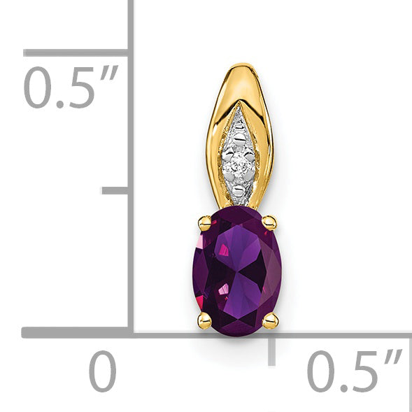 14K Yellow Gold Amethyst and Diamond Pendant