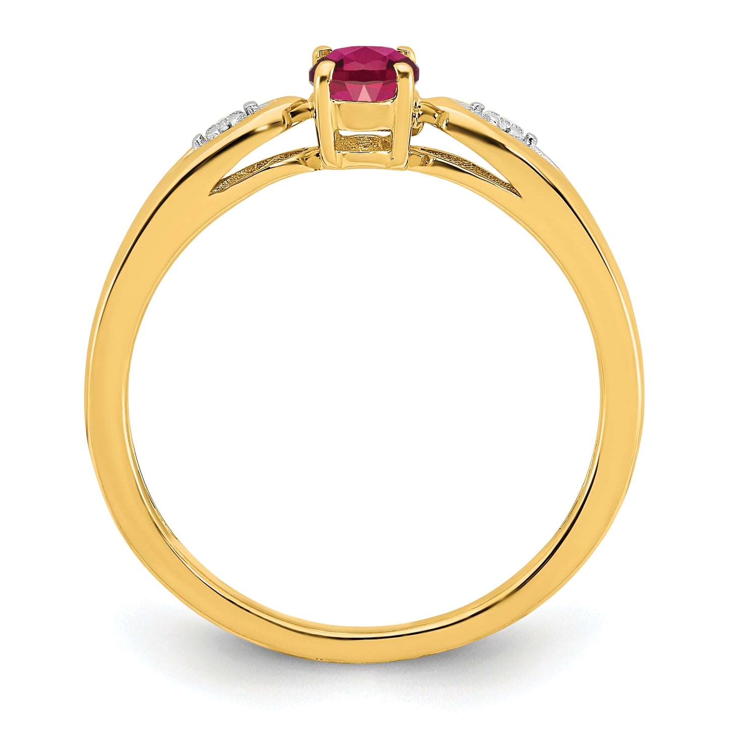 14K Yellow Gold Ruby and Diamond Ring