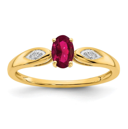 14K Yellow Gold Ruby and Diamond Ring