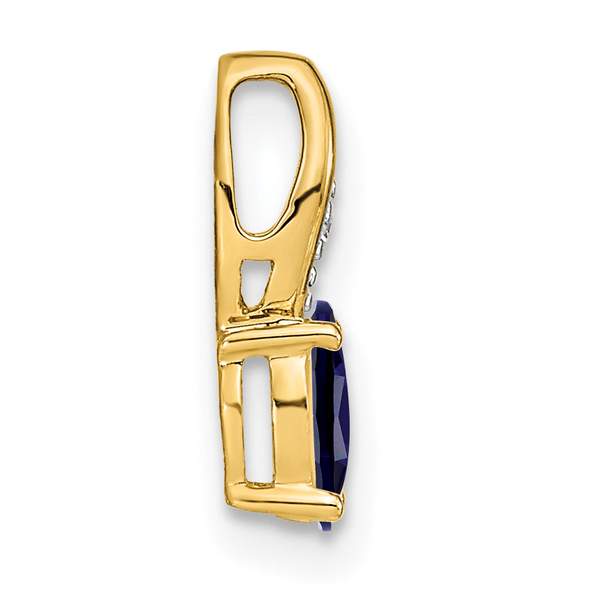 14K Yellow Gold Sapphire and Diamond Pendant
