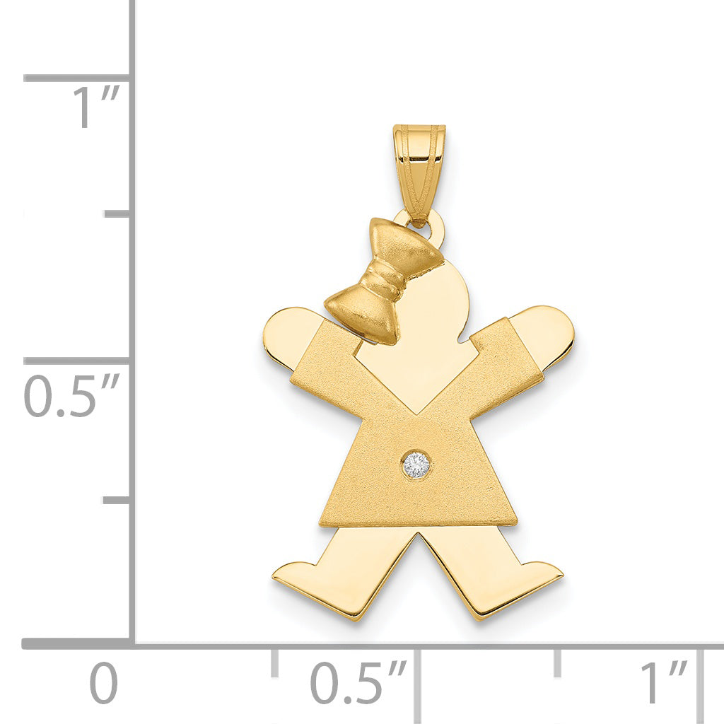 14K Yellow Gold AA Diamond Kid Pendant
