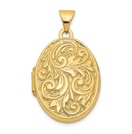 14K Yellow Gold Love You Always Swirl Reversible Locket – Elegant Jewelry Gift for Birthday, Anniversary, Engagement, Wedding