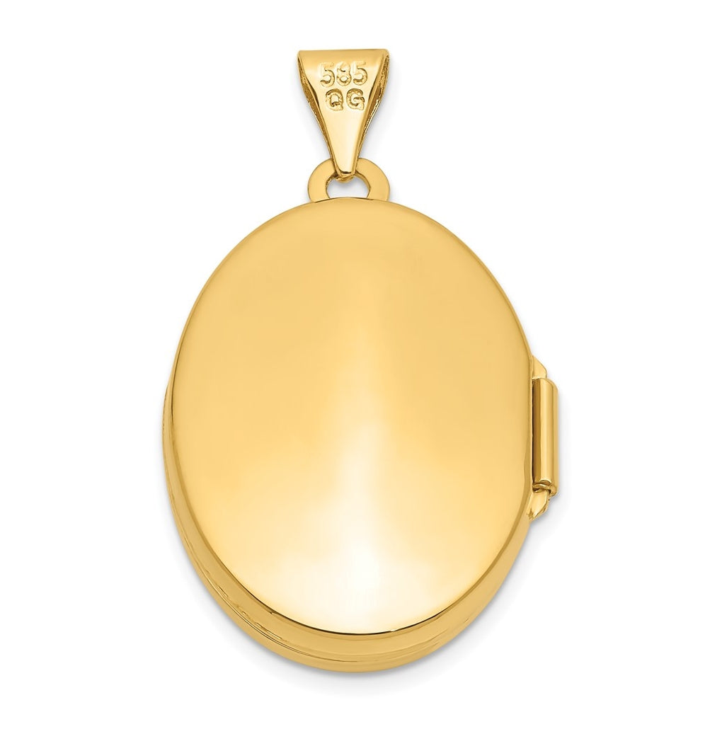 14K Yellow Gold Polished Oval Locket – Elegant Jewelry Gift for Birthday, Anniversary, Engagement, Wedding