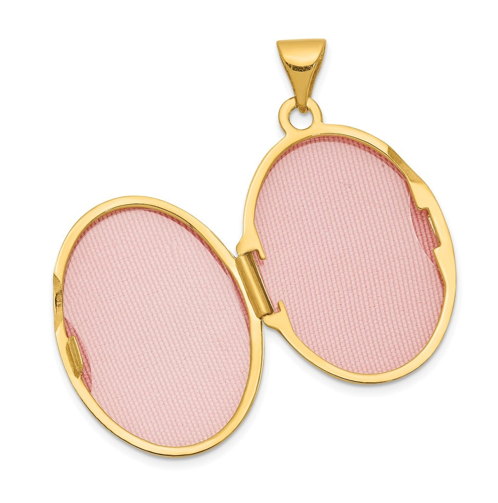 14K Yellow Gold Polished Oval Locket – Elegant Jewelry Gift for Birthday, Anniversary, Engagement, Wedding