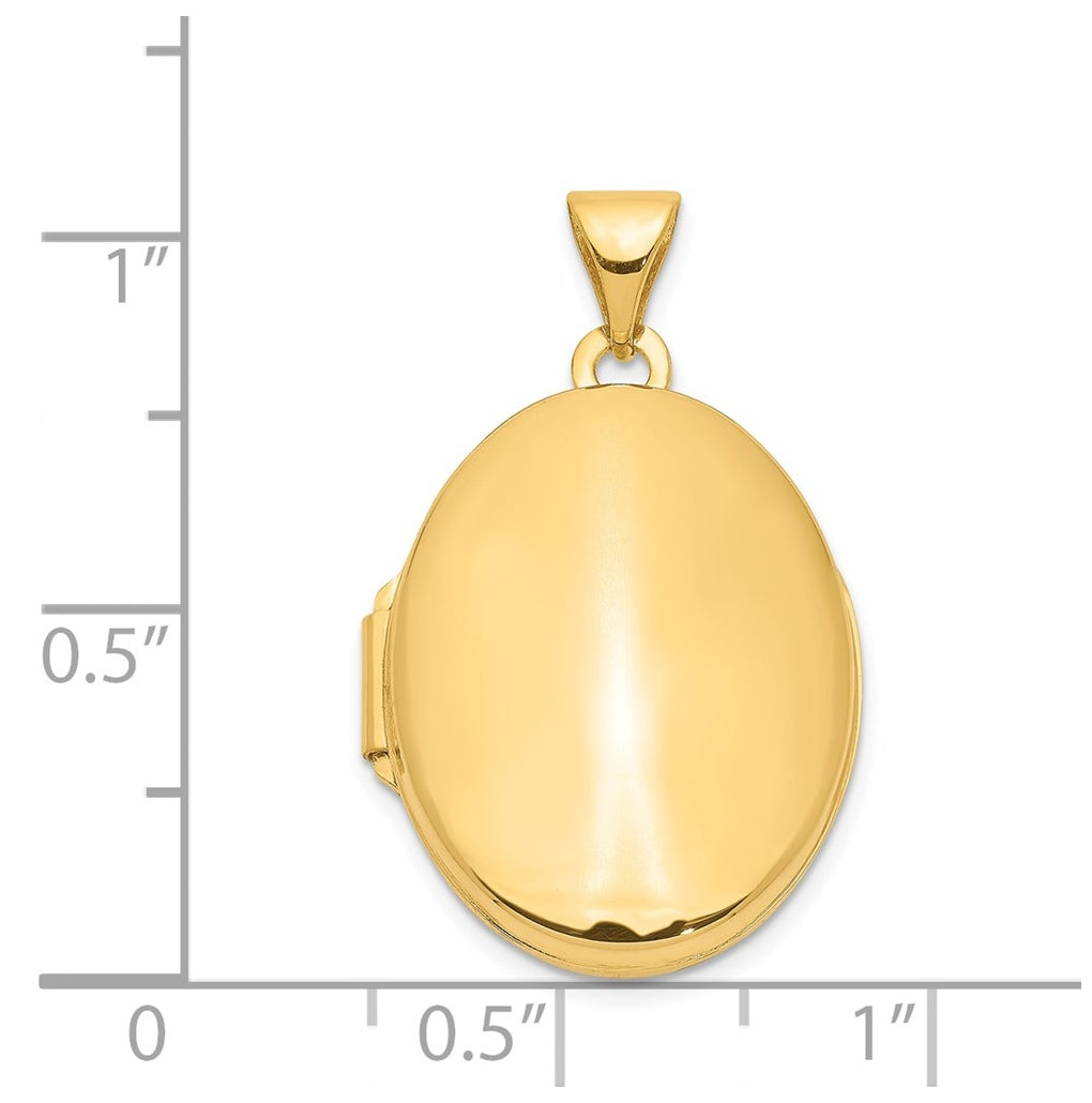 14K Yellow Gold Polished Oval Locket – Elegant Jewelry Gift for Birthday, Anniversary, Engagement, Wedding
