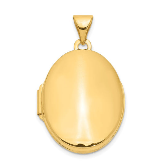 14K Yellow Gold Polished Oval Locket – Elegant Jewelry Gift for Birthday, Anniversary, Engagement, Wedding