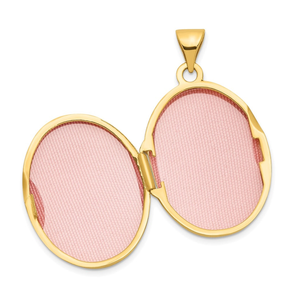 14K Yellow Gold Hand Engraved Floral Oval Locket – Elegant Jewelry Gift for Birthday, Anniversary, Engagement, Wedding