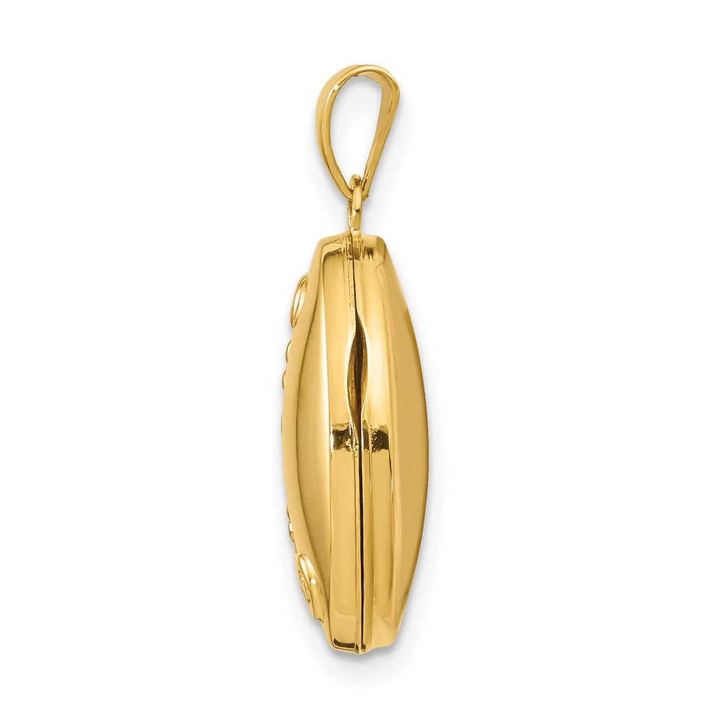 14K Yellow Gold Floral Oval Locket – Elegant Jewelry Gift for Birthday, Anniversary, Engagement, Wedding