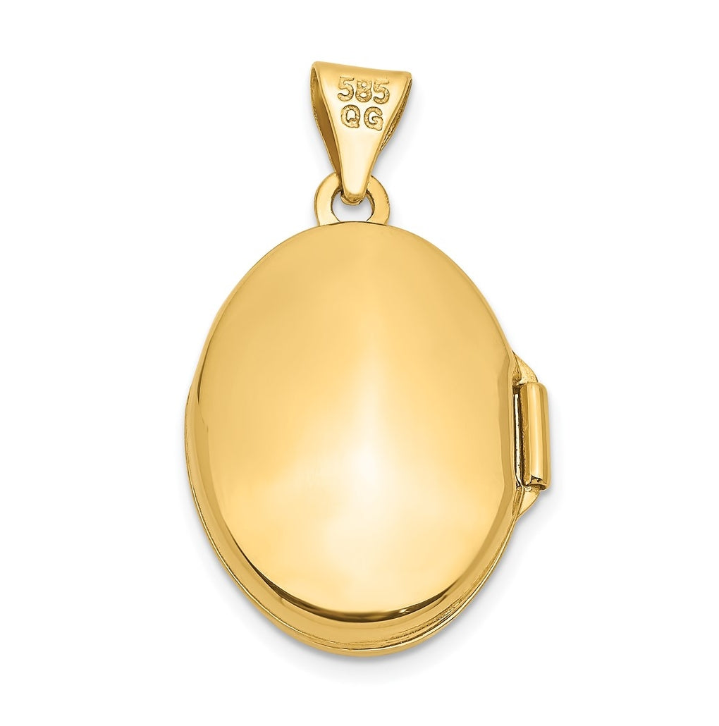 14K Yellow Gold Floral Oval Locket – Elegant Jewelry Gift for Birthday, Anniversary, Engagement, Wedding