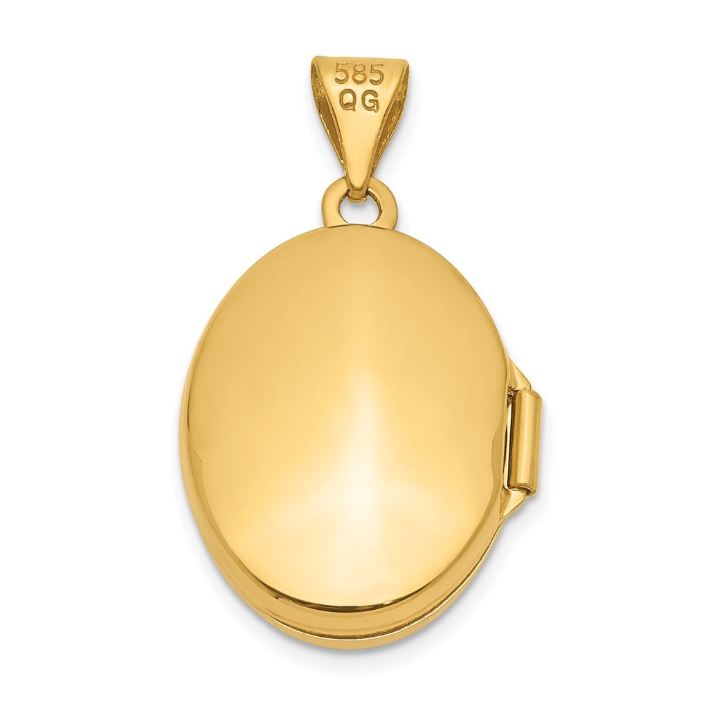 14k Yellow Gold Plain Polished Oval Locket – Elegant Jewelry Gift for Birthday, Anniversary, Engagement, Wedding