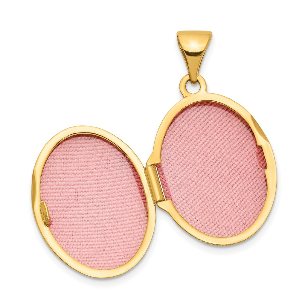 14k Yellow Gold Plain Polished Oval Locket – Elegant Jewelry Gift for Birthday, Anniversary, Engagement, Wedding