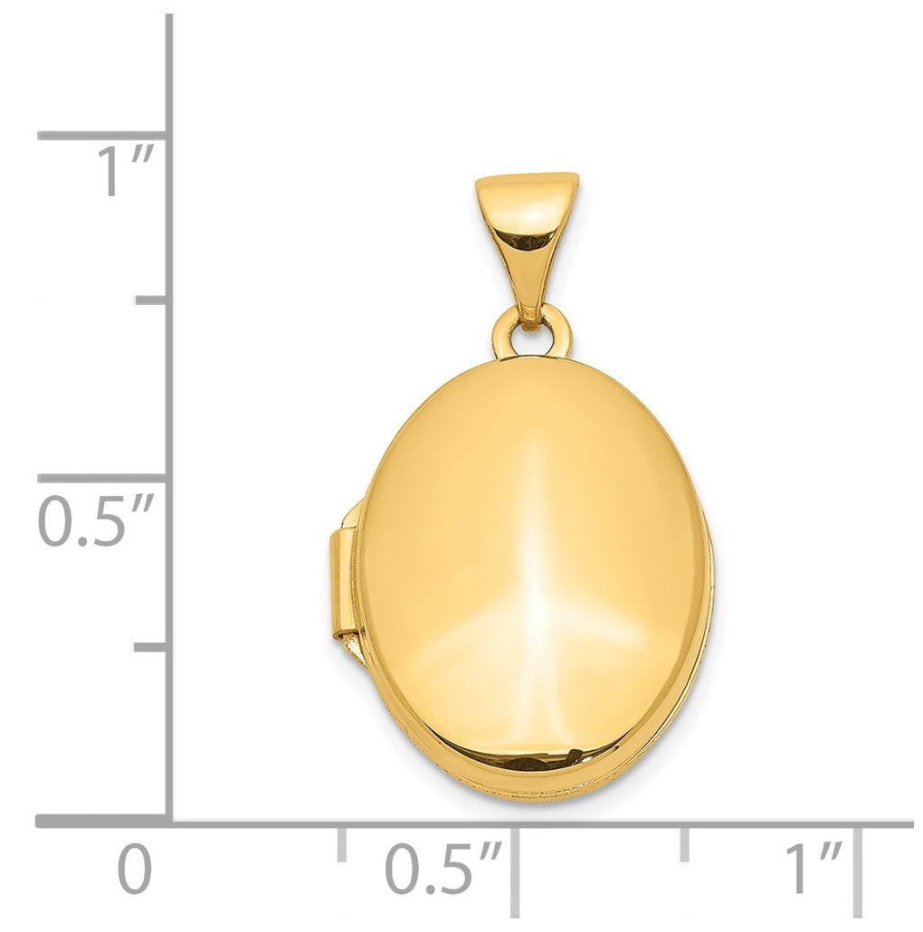 14k Yellow Gold Plain Polished Oval Locket – Elegant Jewelry Gift for Birthday, Anniversary, Engagement, Wedding