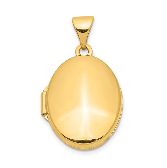 14k Yellow Gold Plain Polished Oval Locket – Elegant Jewelry Gift for Birthday, Anniversary, Engagement, Wedding