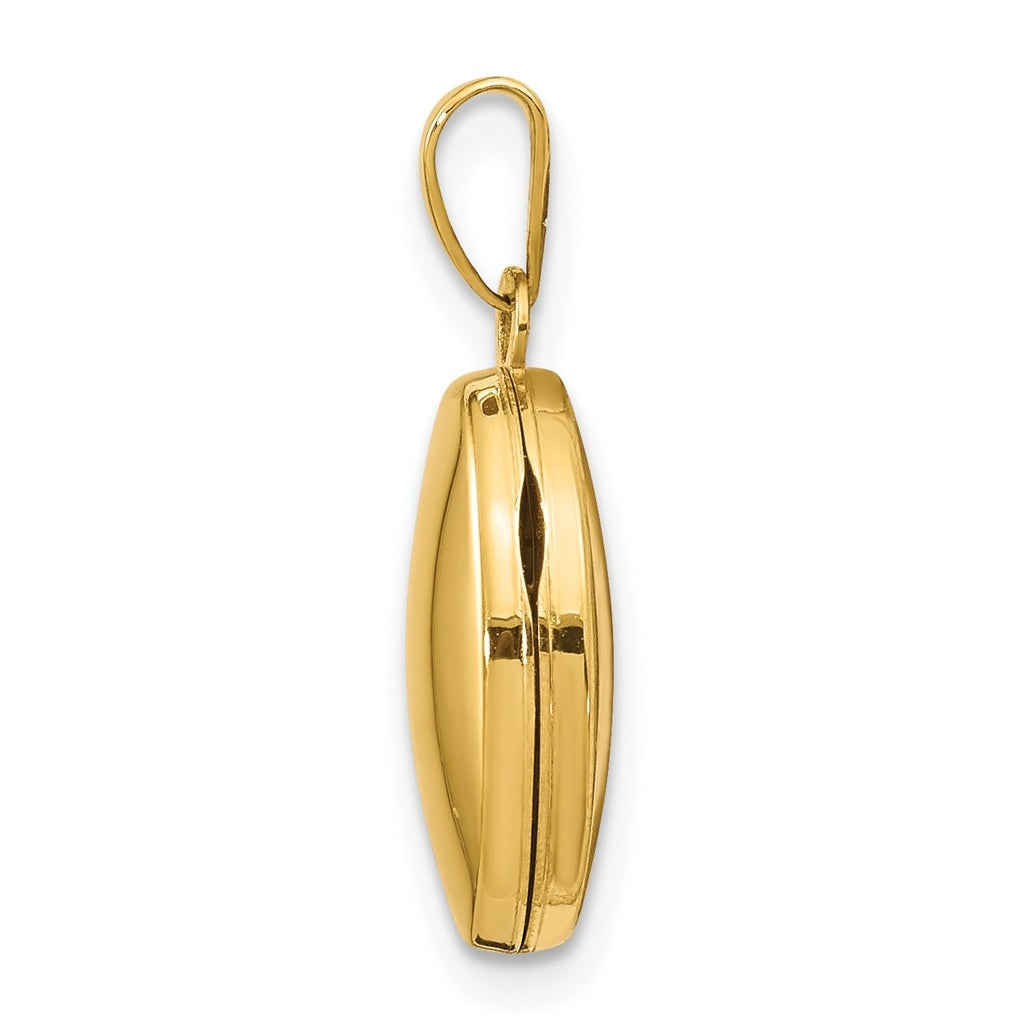 14K Yellow Gold Plain Polished Oval Locket – Elegant Jewelry Gift for Birthday, Anniversary, Engagement, Wedding