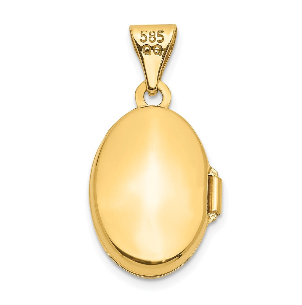 14K Yellow Gold Plain Polished Oval Locket – Elegant Jewelry Gift for Birthday, Anniversary, Engagement, Wedding