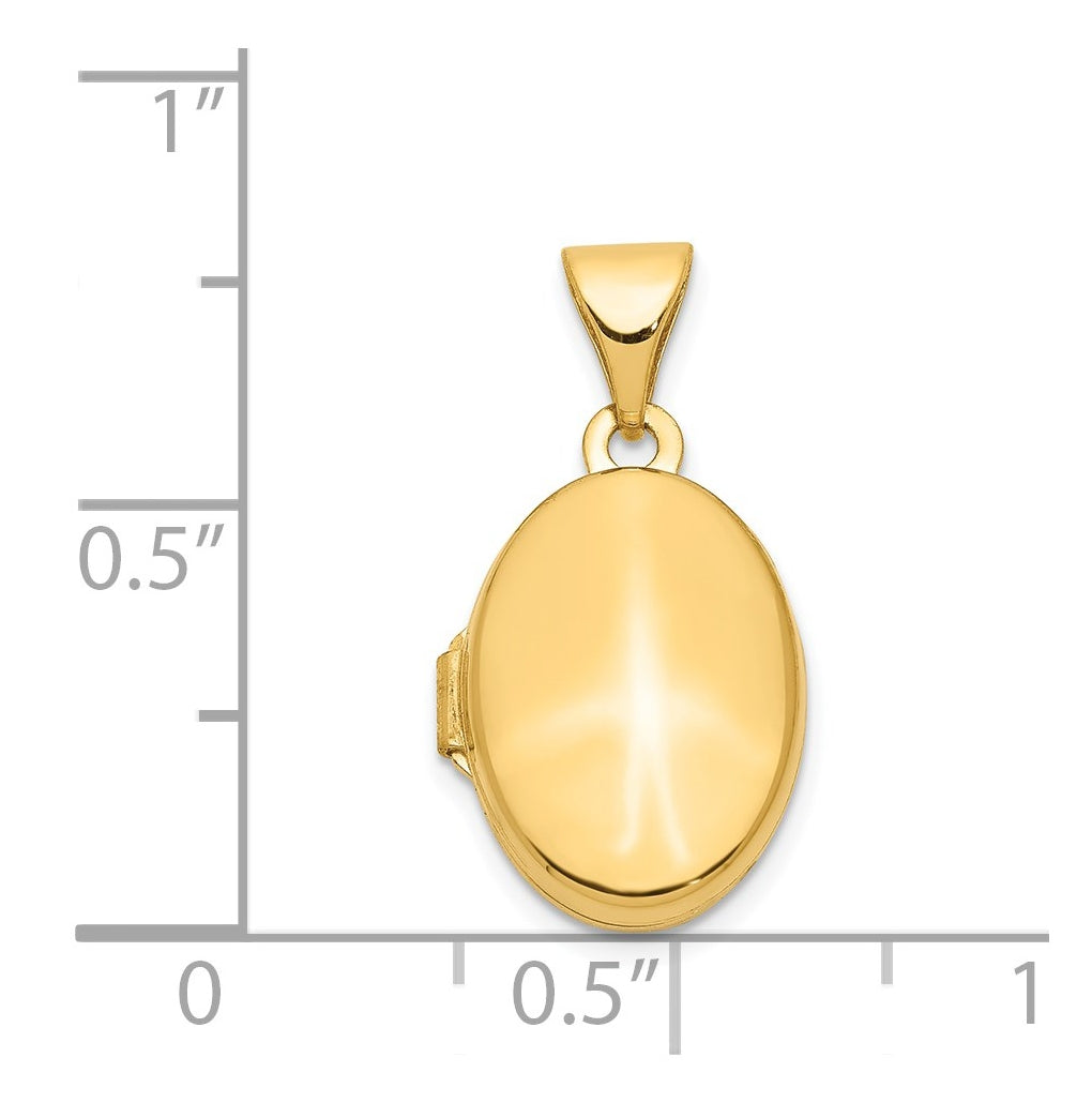 14K Yellow Gold Plain Polished Oval Locket – Elegant Jewelry Gift for Birthday, Anniversary, Engagement, Wedding
