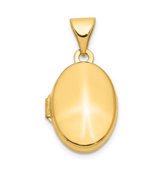 14K Yellow Gold Plain Polished Oval Locket – Elegant Jewelry Gift for Birthday, Anniversary, Engagement, Wedding