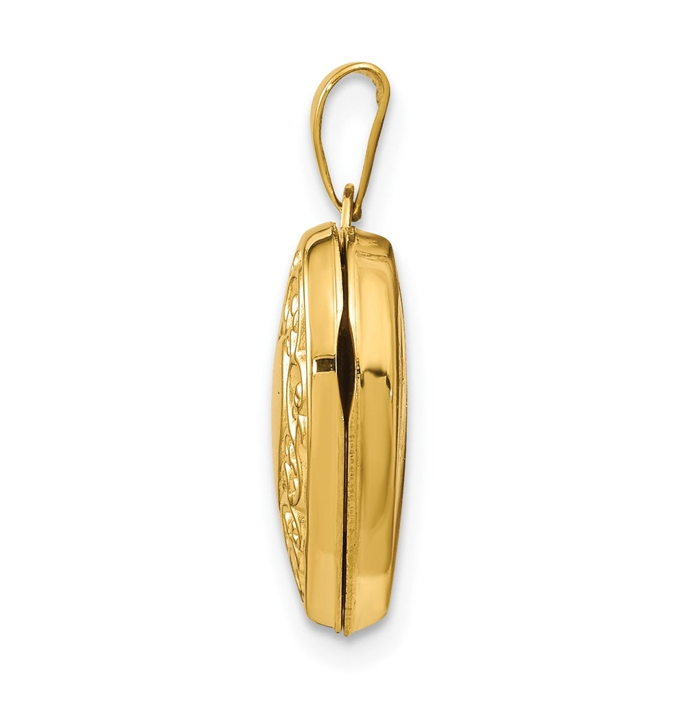14K Yellow Gold Scroll Heart Locket – Elegant Jewelry Gift for Birthday, Anniversary, Engagement, Wedding