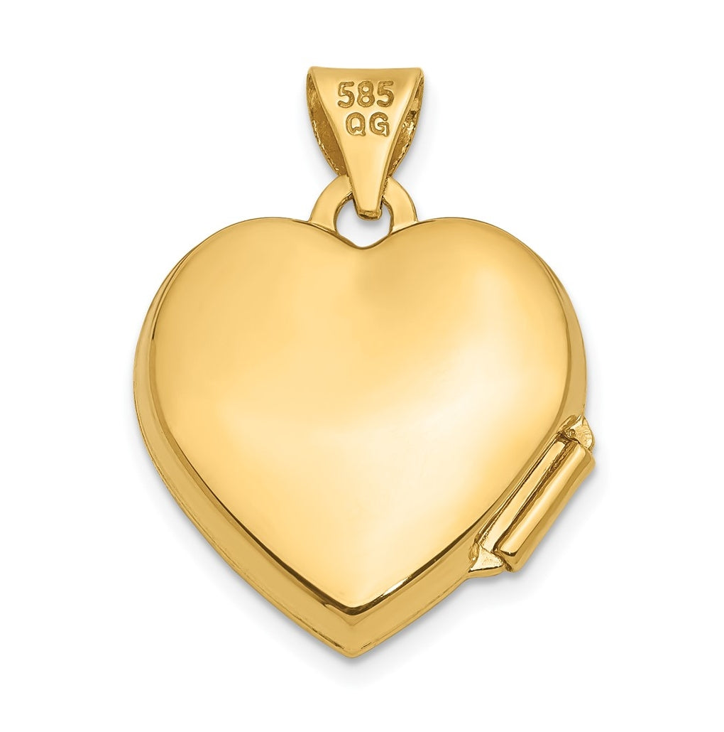 14K Yellow Gold Scroll Heart Locket – Elegant Jewelry Gift for Birthday, Anniversary, Engagement, Wedding