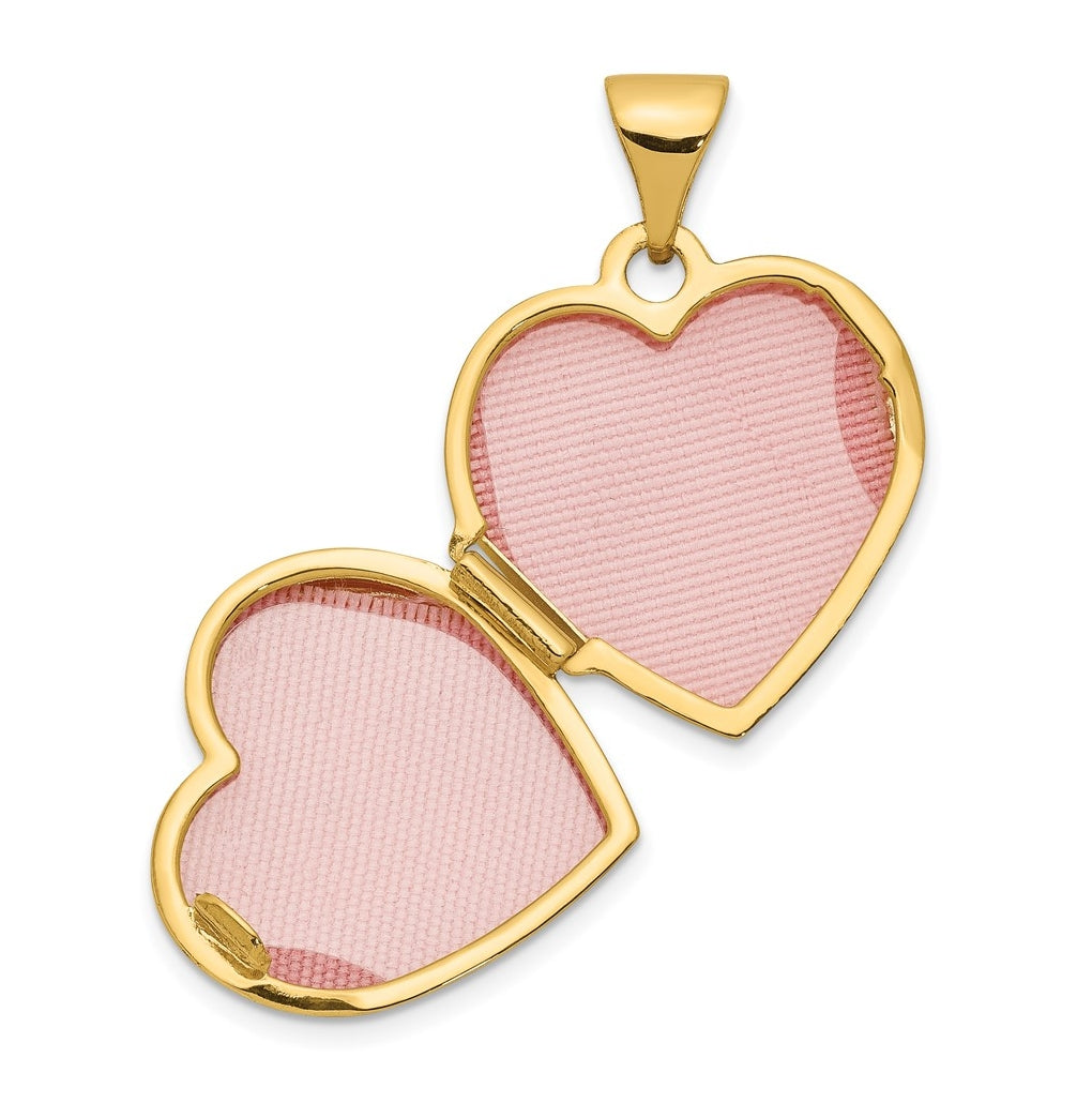 14K Yellow Gold Scroll Heart Locket – Elegant Jewelry Gift for Birthday, Anniversary, Engagement, Wedding