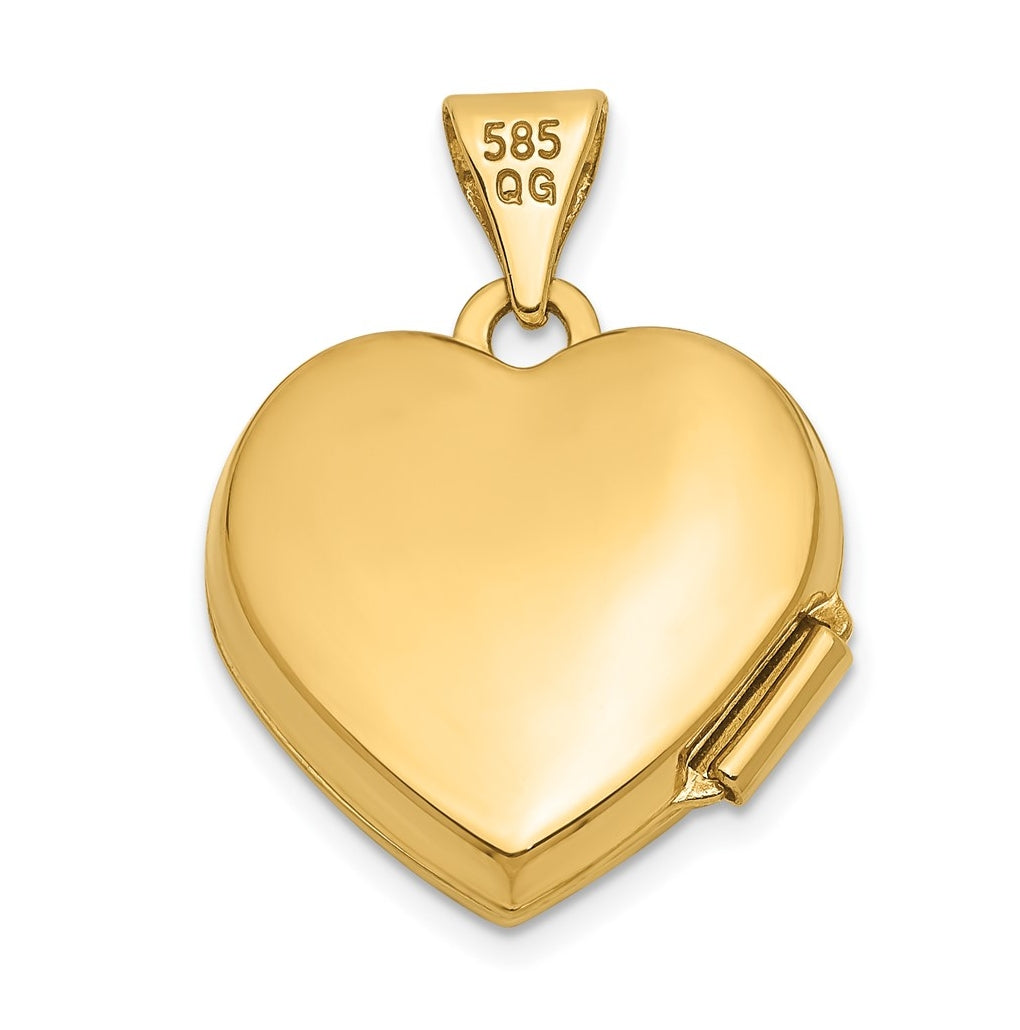 14K Yellow Gold 15mm Floral Heart Locket – Elegant Jewelry Gift for Birthday, Anniversary, Engagement, Wedding