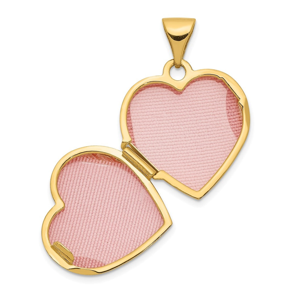14K Yellow Gold 15mm Floral Heart Locket – Elegant Jewelry Gift for Birthday, Anniversary, Engagement, Wedding