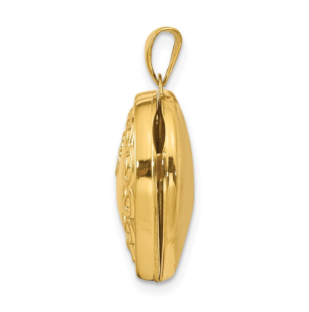 14K Yellow Gold Domed Heart Locket – Elegant Jewelry Gift for Birthday, Anniversary, Engagement, Wedding