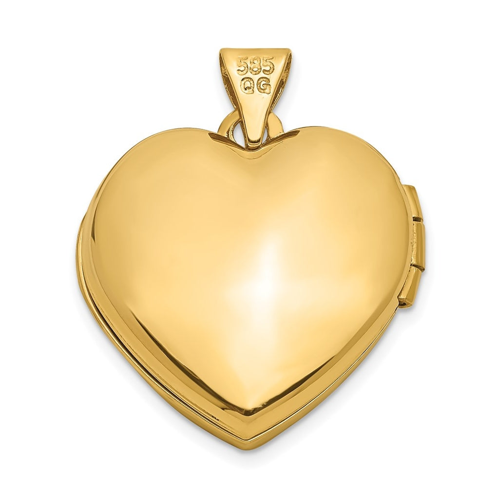 14K Yellow Gold Domed Heart Locket – Elegant Jewelry Gift for Birthday, Anniversary, Engagement, Wedding
