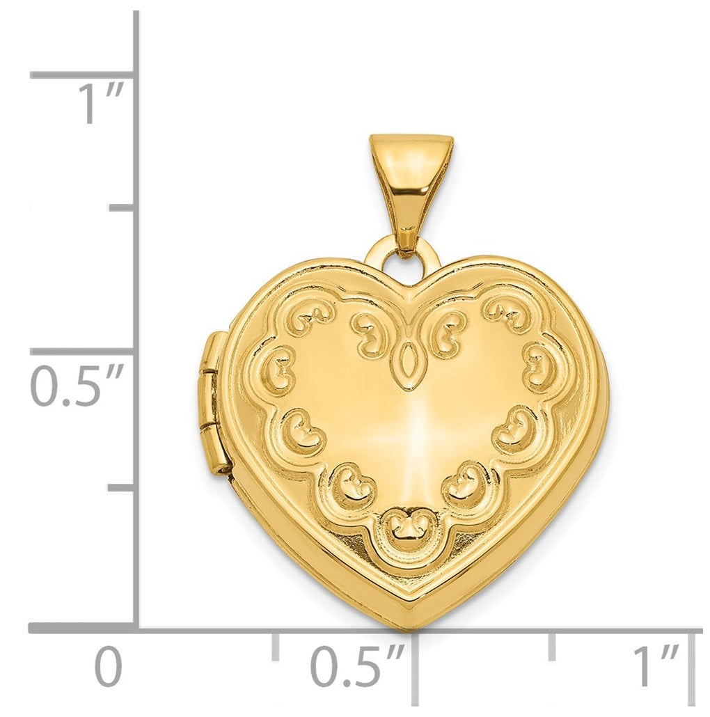 14K Yellow Gold Domed Heart Locket – Elegant Jewelry Gift for Birthday, Anniversary, Engagement, Wedding