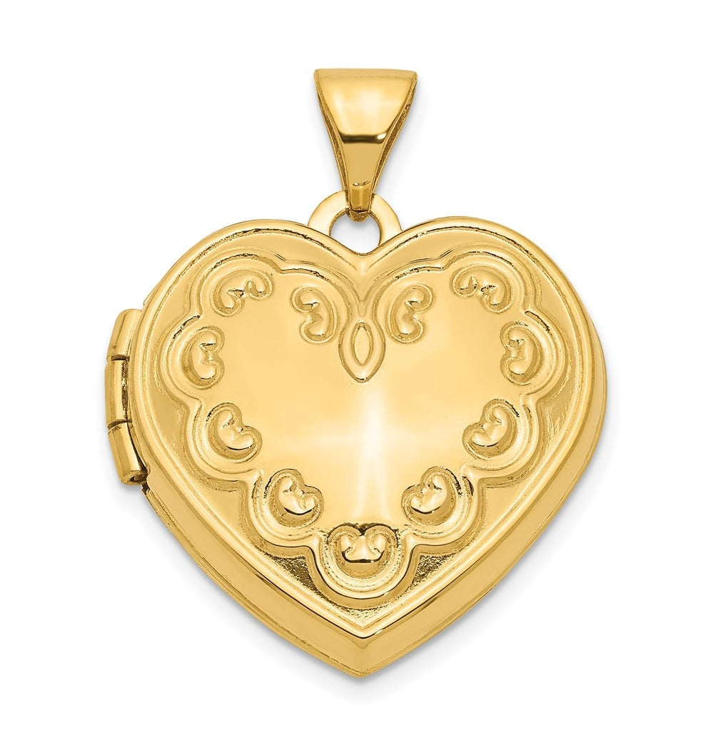 14K Yellow Gold Domed Heart Locket – Elegant Jewelry Gift for Birthday, Anniversary, Engagement, Wedding