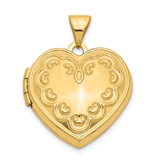 14K Yellow Gold Domed Heart Locket – Elegant Jewelry Gift for Birthday, Anniversary, Engagement, Wedding