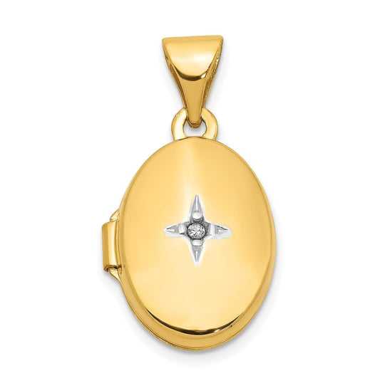 14K Yellow Gold Diamond Oval Locket – Elegant Jewelry Gift for Birthday, Anniversary, Engagement, Wedding