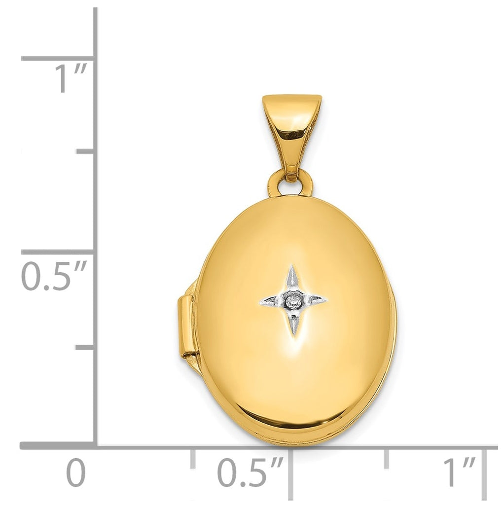 14K Yellow Gold Diamond Oval Locket – Elegant Jewelry Gift for Birthday, Anniversary, Engagement, Wedding