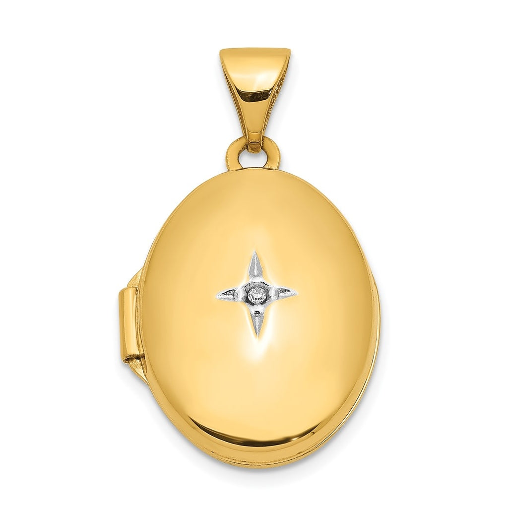 14K Yellow Gold Diamond Oval Locket – Elegant Jewelry Gift for Birthday, Anniversary, Engagement, Wedding
