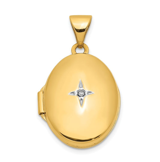 14K Yellow Gold Diamond Oval Locket – Elegant Jewelry Gift for Birthday, Anniversary, Engagement, Wedding