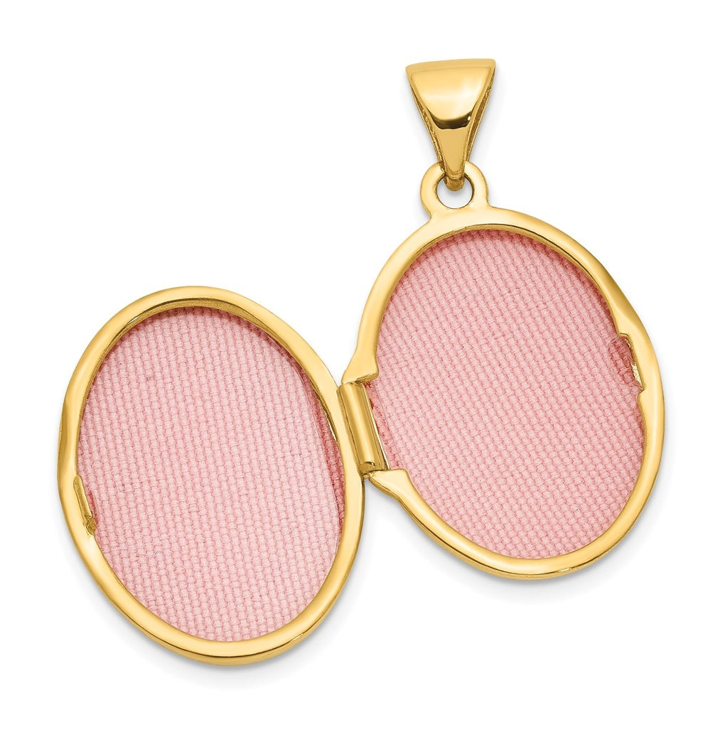 14K Yellow Gold Scroll Oval Locket – Elegant Jewelry Gift for Birthday, Anniversary, Engagement, Wedding