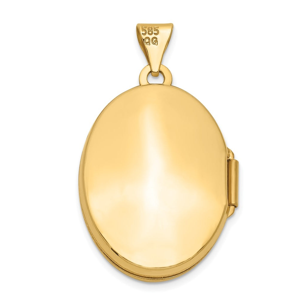 14K Yellow Gold Domed Scroll Design Oval Locket – Elegant Jewelry Gift for Birthday, Anniversary, Engagement, Wedding