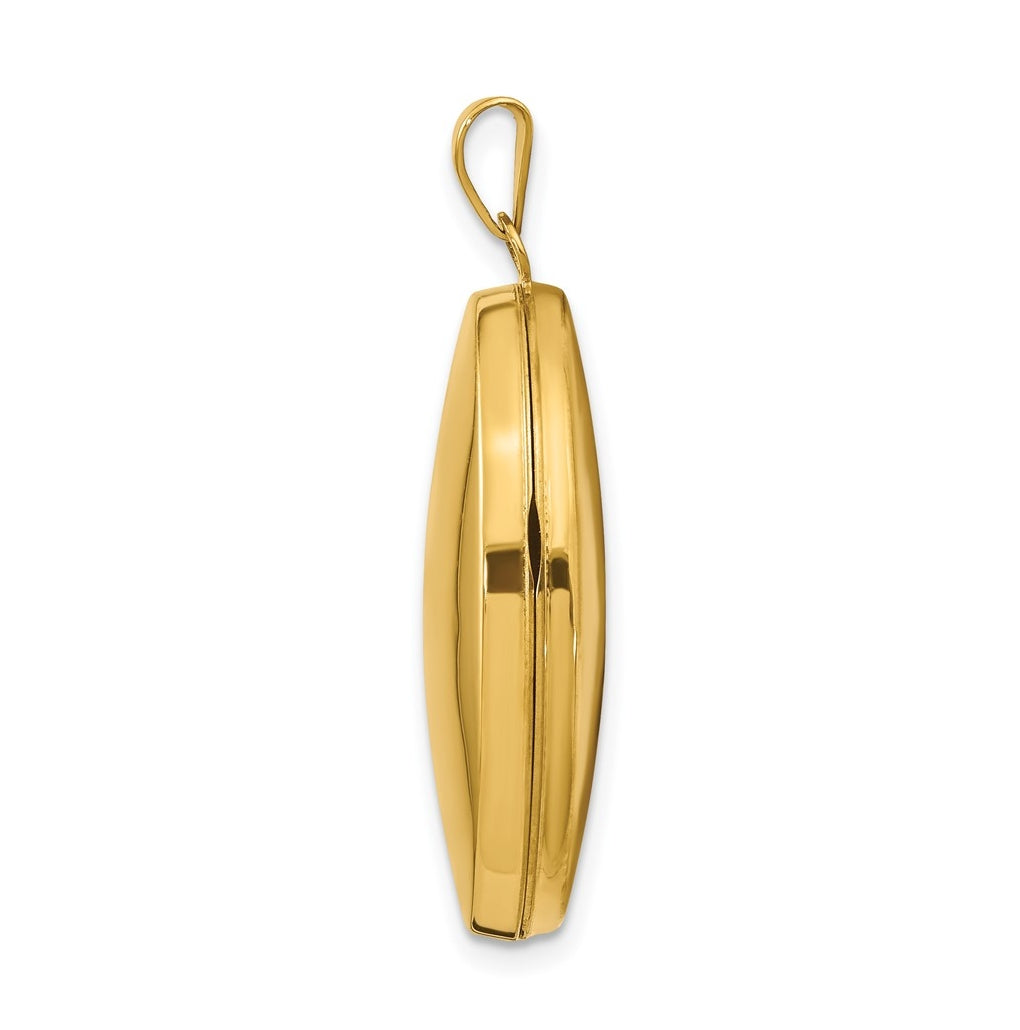 14K Yellow Gold Polished Domed Oval Locket – Elegant Jewelry Gift for Birthday, Anniversary, Engagement, Wedding