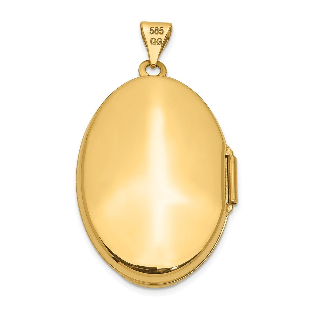 14K Yellow Gold Polished Domed Oval Locket – Elegant Jewelry Gift for Birthday, Anniversary, Engagement, Wedding