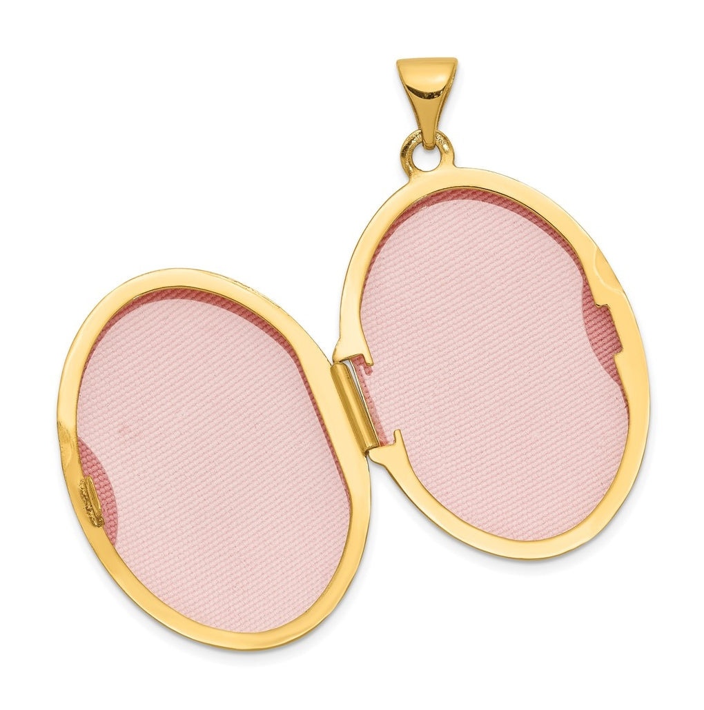 14K Yellow Gold Polished Domed Oval Locket – Elegant Jewelry Gift for Birthday, Anniversary, Engagement, Wedding