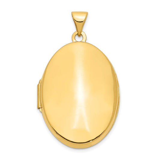 14K Yellow Gold Polished Domed Oval Locket – Elegant Jewelry Gift for Birthday, Anniversary, Engagement, Wedding