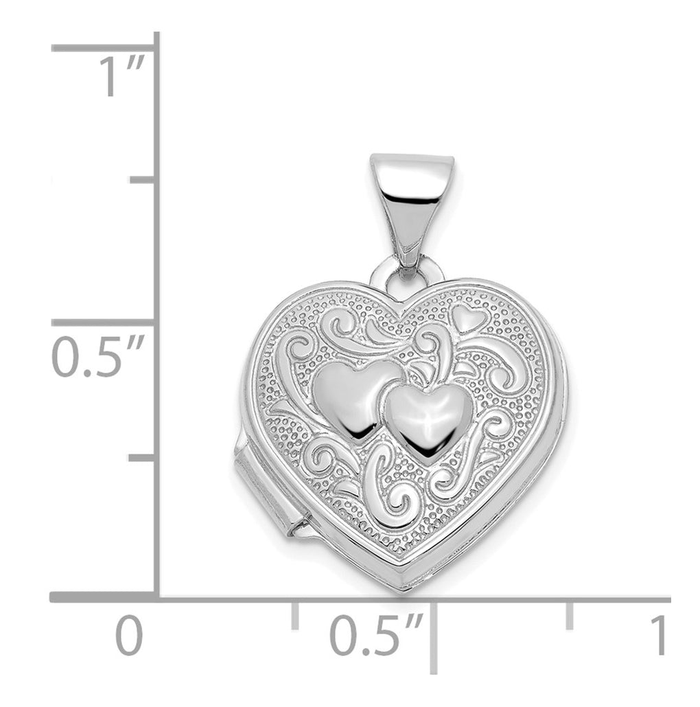 14k White Gold Double Heart Locket – Elegant Jewelry Gift for Birthday, Anniversary, Engagement, Wedding