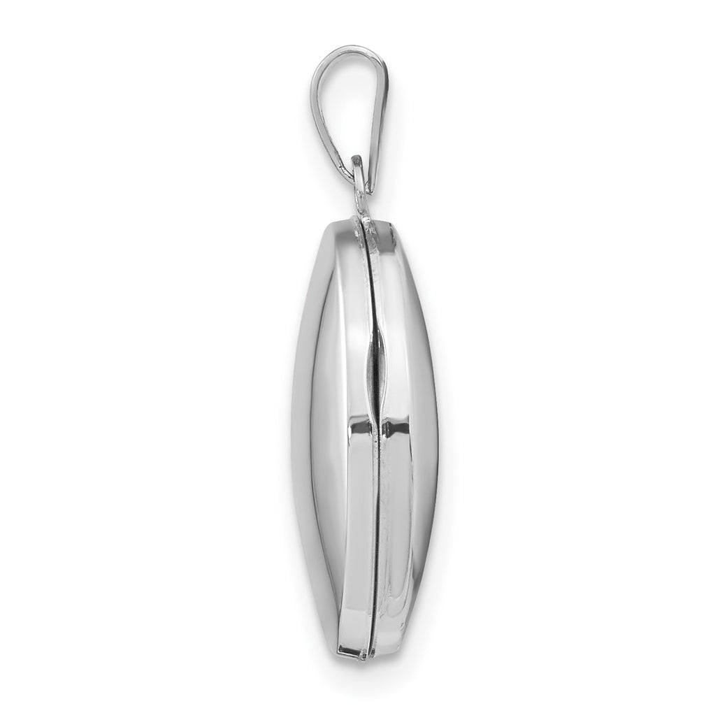 14k White Gold Polished Oval Locket – Elegant Jewelry Gift for Birthday, Anniversary, Engagement, Wedding